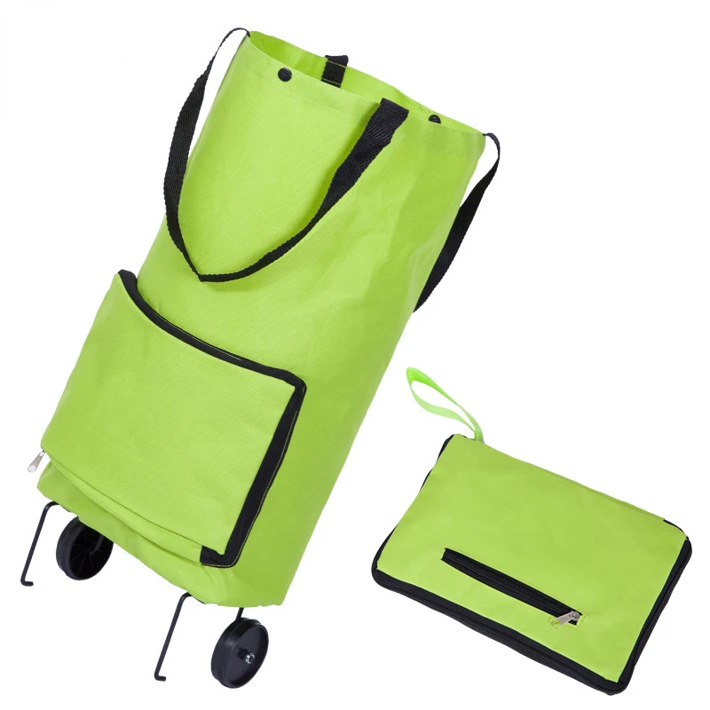 Oxford Cloth Portable Shopping Storage Bag Folding Shopping Food Vegetables Trolley Bag on Wheels Organizer Storage Bag