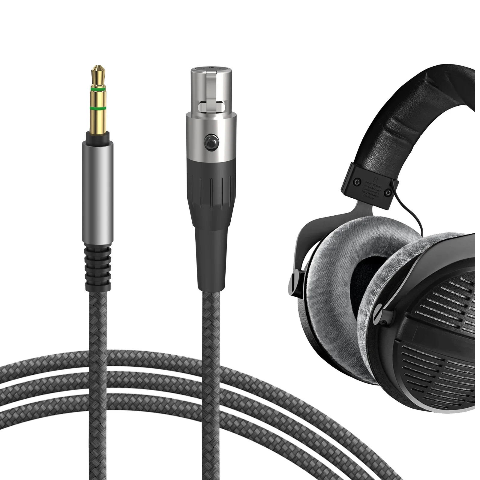 Фото Аудиокабель Geekria, совместимый с наушниками Beyerdynamic DT 900 PRO X, сменный стереошнур из плетеного нейлона 3,5 мм (6 футов / 1,7 м) №1