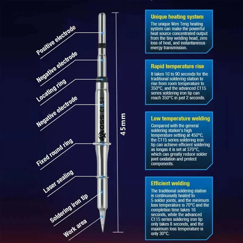 Универсальное паяльное жало OSS C245 C210 C115 совместимое с ручным инструментом SUGUN Maant
