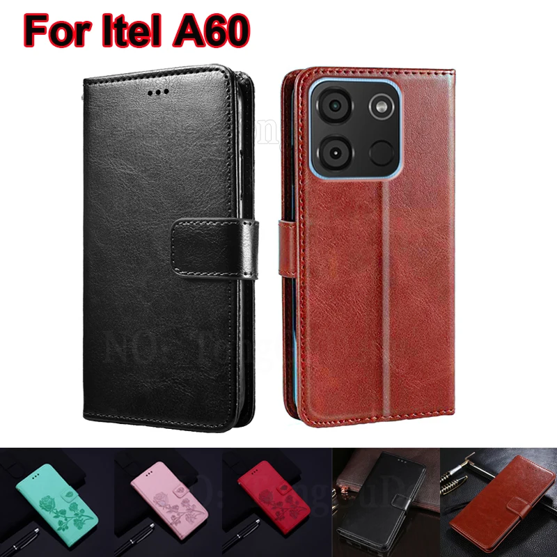 

Vintage Phone Case For Itel A60 Case Leather Magnetic Wallet Card Holders Flip Cover For Carcasas Itel A60 A 60 6.6" Mujer Funda