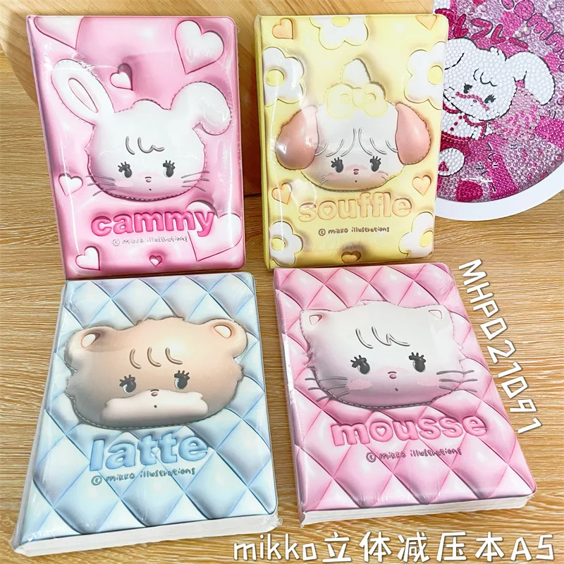 

New 4Pcs Kawali Mikko Mousse Souffle Cammy Latte Cartoon Notebook A5 Originality Sweet Ins Friend Gift Birthday Gift For Girls