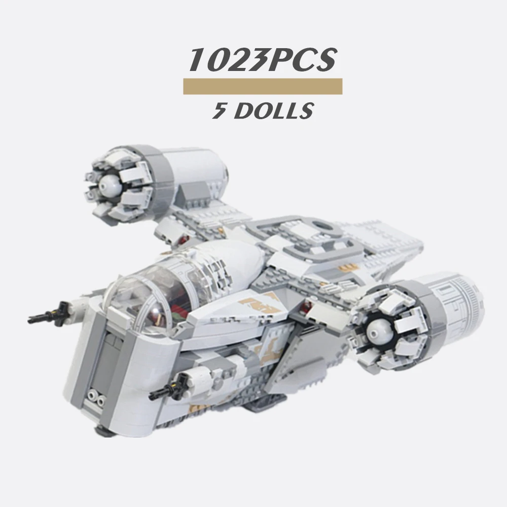 

Stars Space Snowspeeders Wars Razor Crest Bricks Kid Gift Toys 75292 Spaceship Snowfielded Aircraft Building Blocks