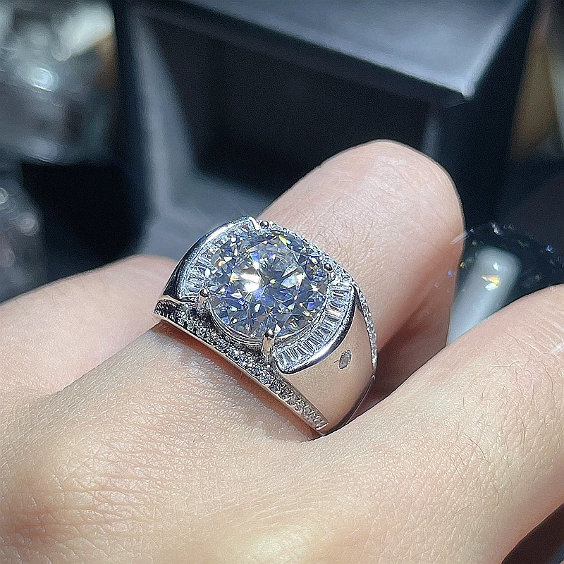 

Latest 5ct Moissanite Men's Ring, 925 Silver, Diamond Beautiful Substitute Firecolour,