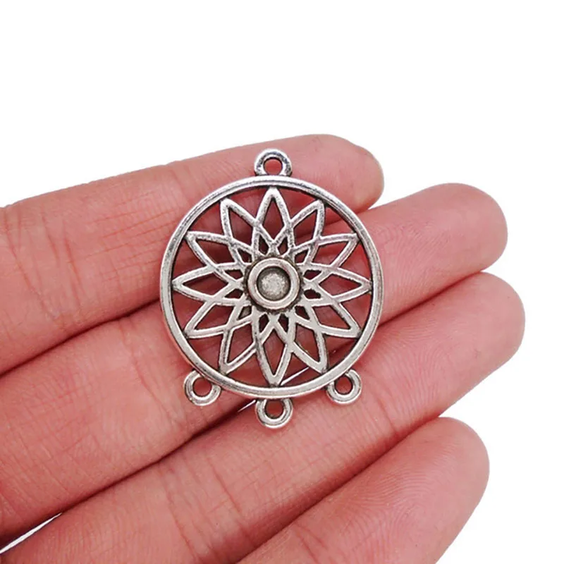 

10 x Antique Silver Colo Dream Catcher Round Charms Pendant Hollow Open for DIY Necklace Earring Jewelry Making Findings 34x27mm