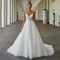 modest a line wedding dress with sweetheart 3d flower spaghetti strap bridal gowns princess robe de pleate bohemian counrty