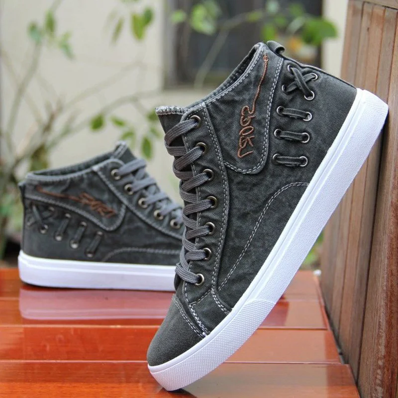 Male Canvas Shoes Skateboard Shoes Flats Man High Top Casual Sports Shoes Skate Shoes