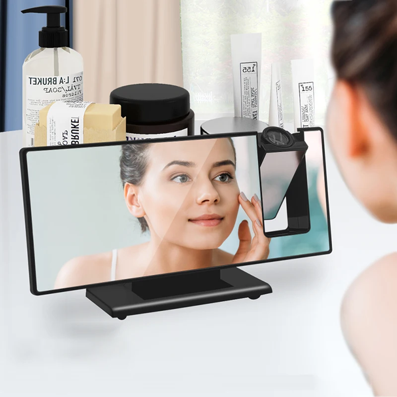 LED Digital Alarm Clock Radio Projection With Temperature And Humidity Mirror Multifunctional Bedside Time Display | Дом и сад