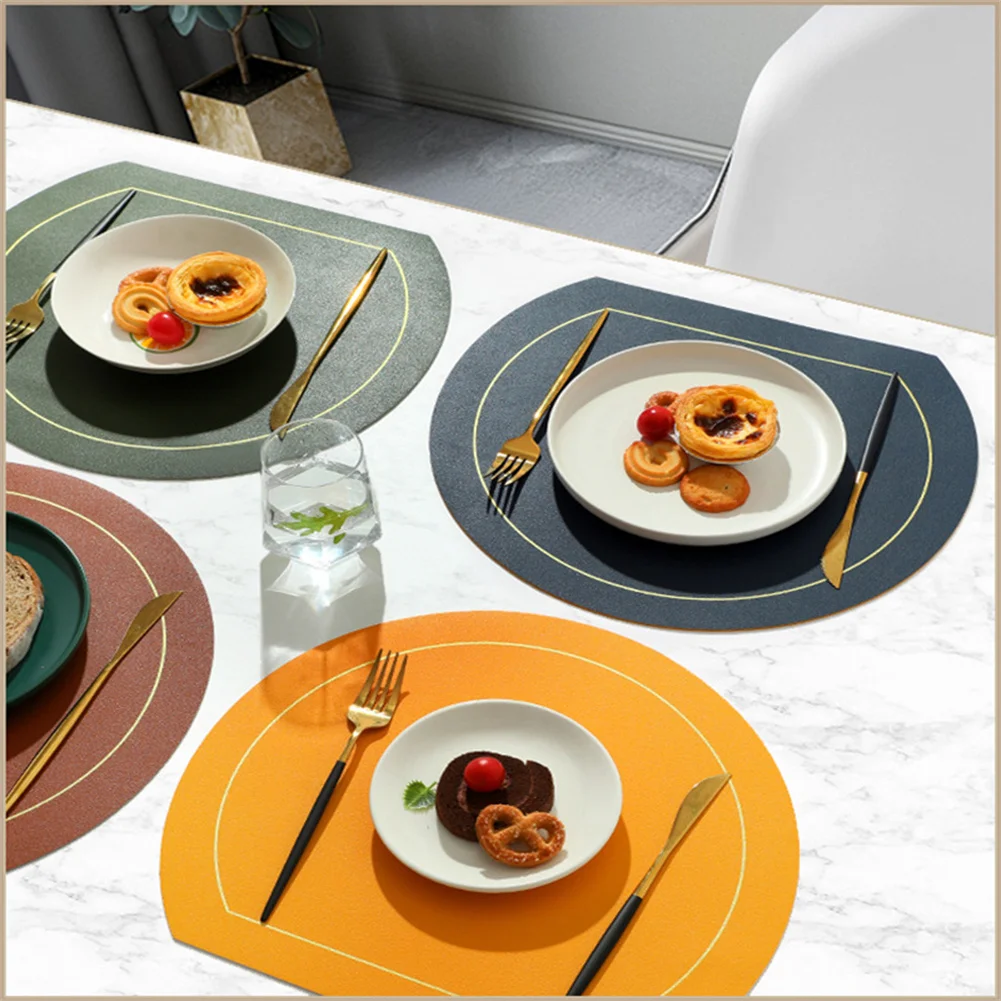 

1x Table Mat PU Leather Oil-Proof Table Mat Hotel Reataurant Home Dining Plate Mat Non-Slip Heat Insulation Pad Placemat 38x33cm