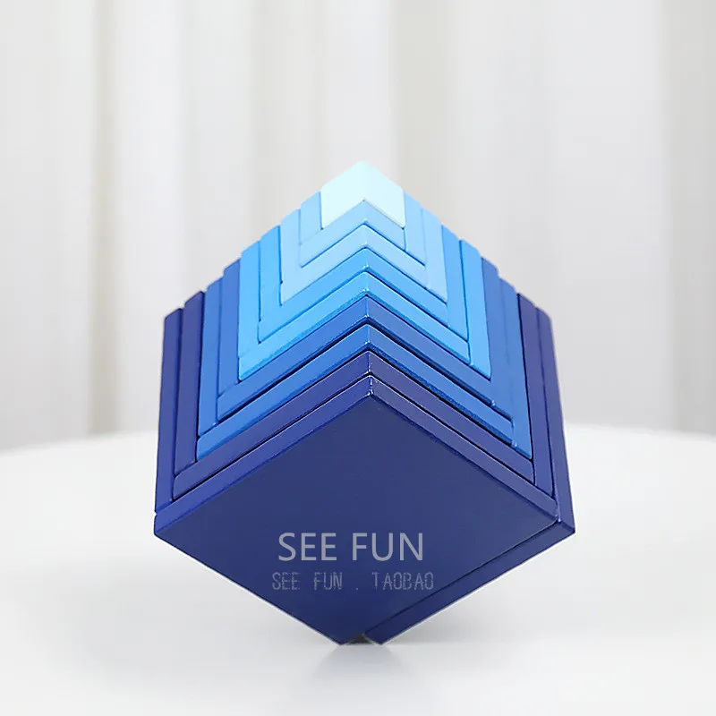 

Cube puzzle building blocks creatively assembled children's toys solid wood.