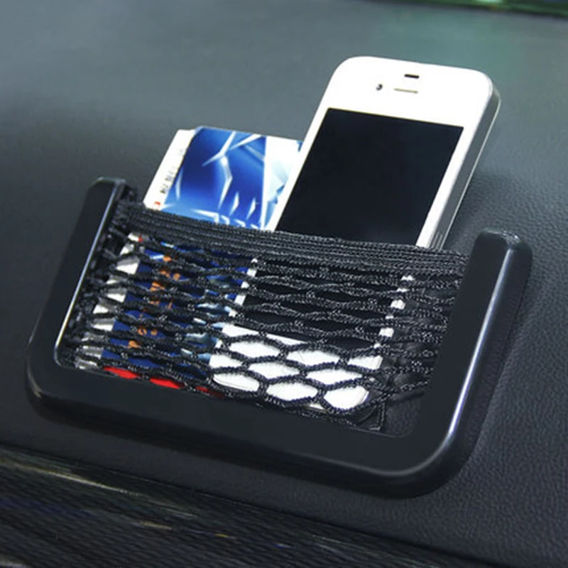 

JSNY 1Pcs Car Organizer Storage Bag Auto Paste Net Pocket Phone Holder Car Accessories 20*8CM 8*15CM Universal