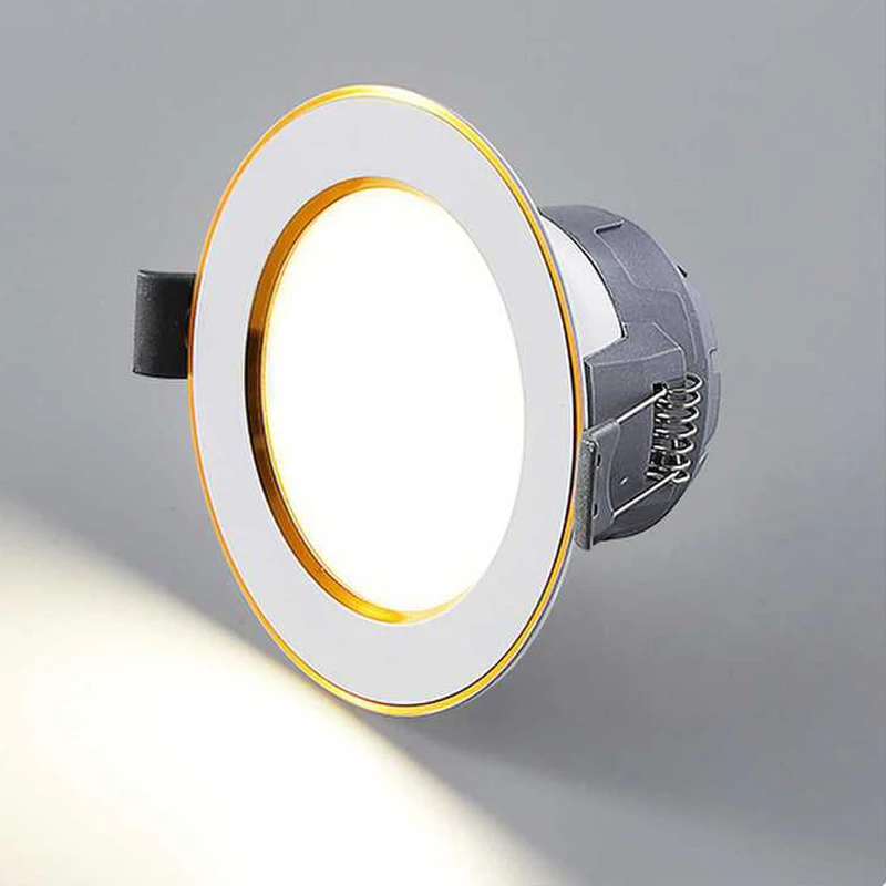 

ZK50 LED Ultra-thin Downlight Embedded Anti-glare Three-color Dimming Indoor Ceiling Light 5W 2.5 Inches (opening Hole 6.5-8 Cm)