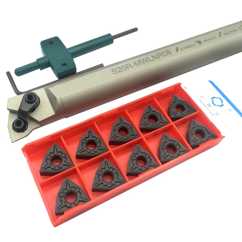 

10pcs WNMG080404TMPC4125 CarbidInserts Kit 1pcs 20RMWLNR08 Internal Turning Chuck HRC35-50 Hardess CNC Tool Holder