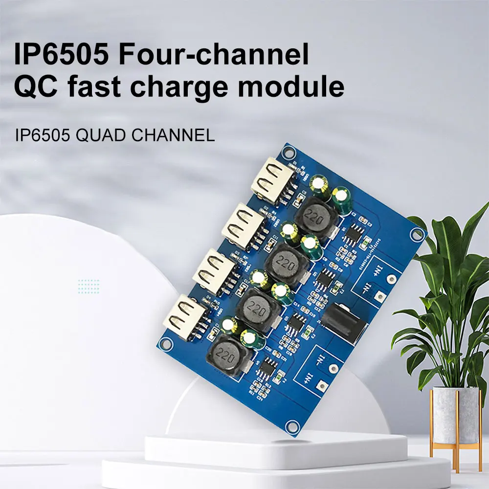 

IP6505 4 Channel QC Fast Charging Module 5-32V USB Type-A Supports 24W QC3.0 2.0 FCP SCP AFC SFCP BC1.2 Fast Charging Board