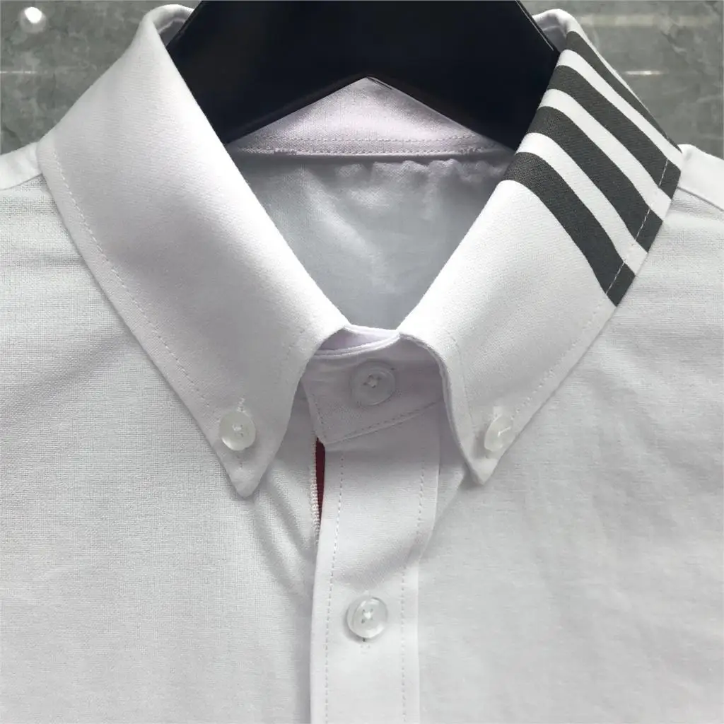 TB Men's Shirts Summer Autumn New Shirts Men Slim Long Sleeve Casual Shirt Turn Down Collar Oxford Solid Men's Clothes