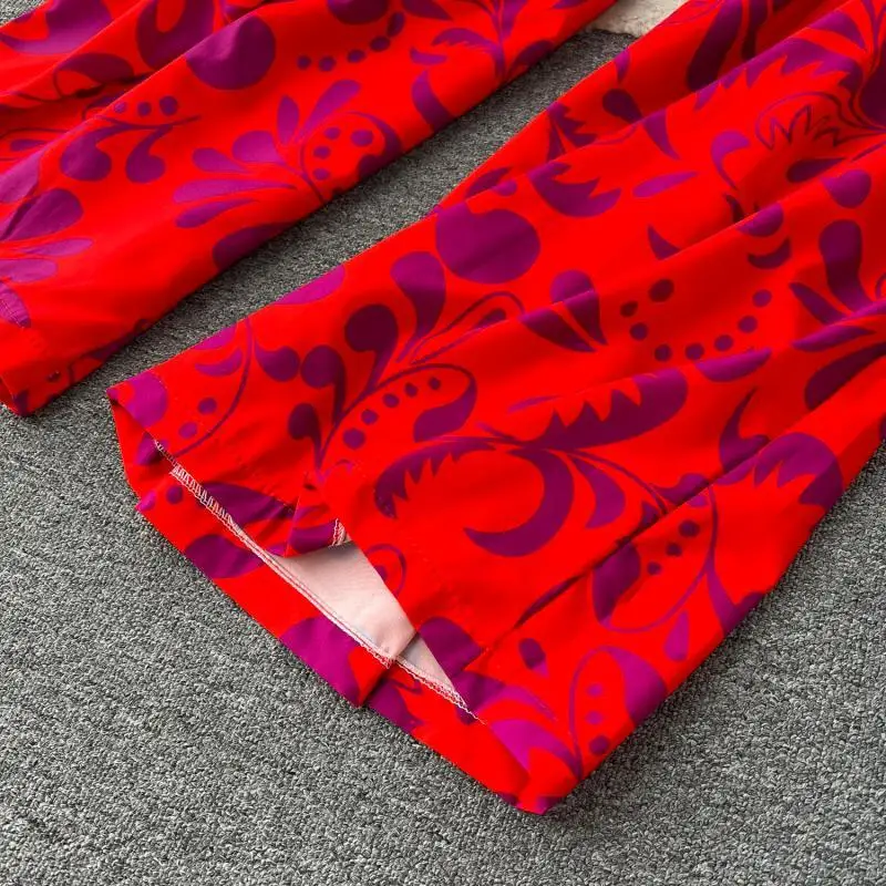 Женский комплект из двух предметов топ с цветочным принтом и коротким рукавом