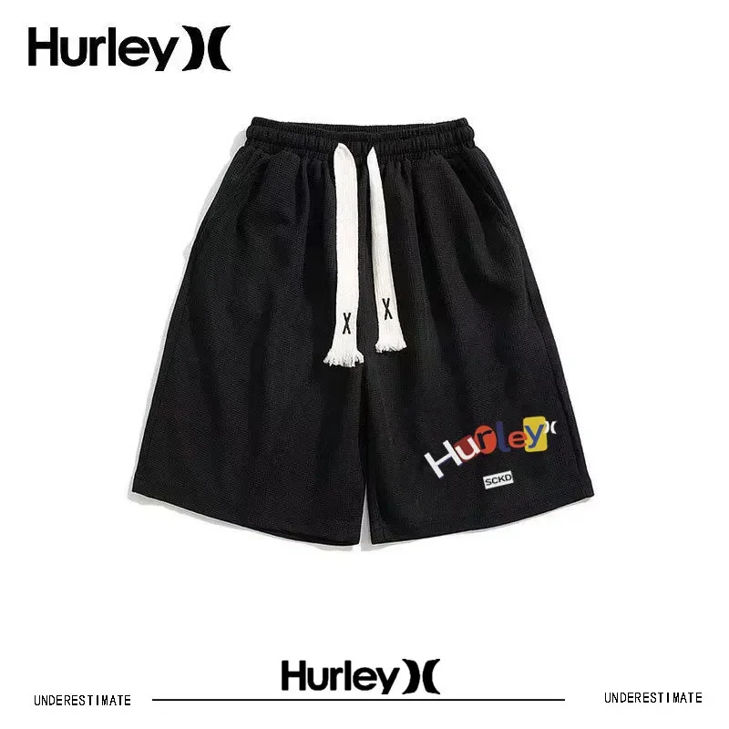 

Hurley Пляжная Одежда Мужс Waffle Sports Five Point Pants Men's And Women's Summer Loose Casual Beach Shorts Home Clothes