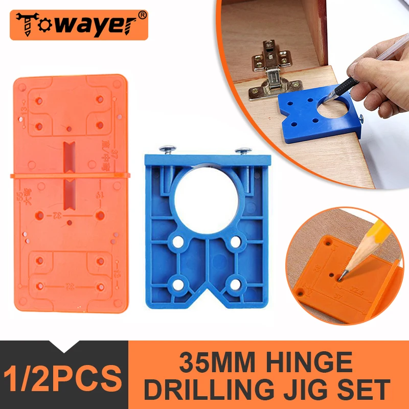 

35mm Hinge Drilling Jig Set For Cabinets Installation Concealed Guide Hinge Opener Hole Drilling Guide Locator Woodworking Tools