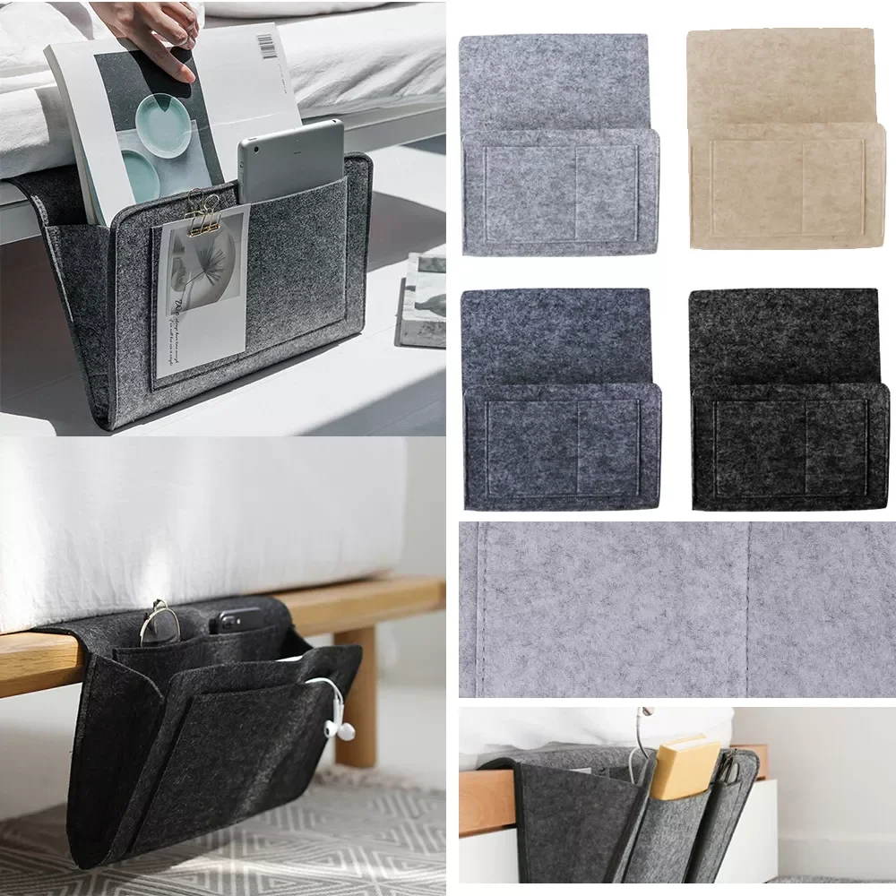 

Felt Bedside Organizer Bag hanging storage bags sofa remote control pockets office sundries Holder Household Supplies Cleaning