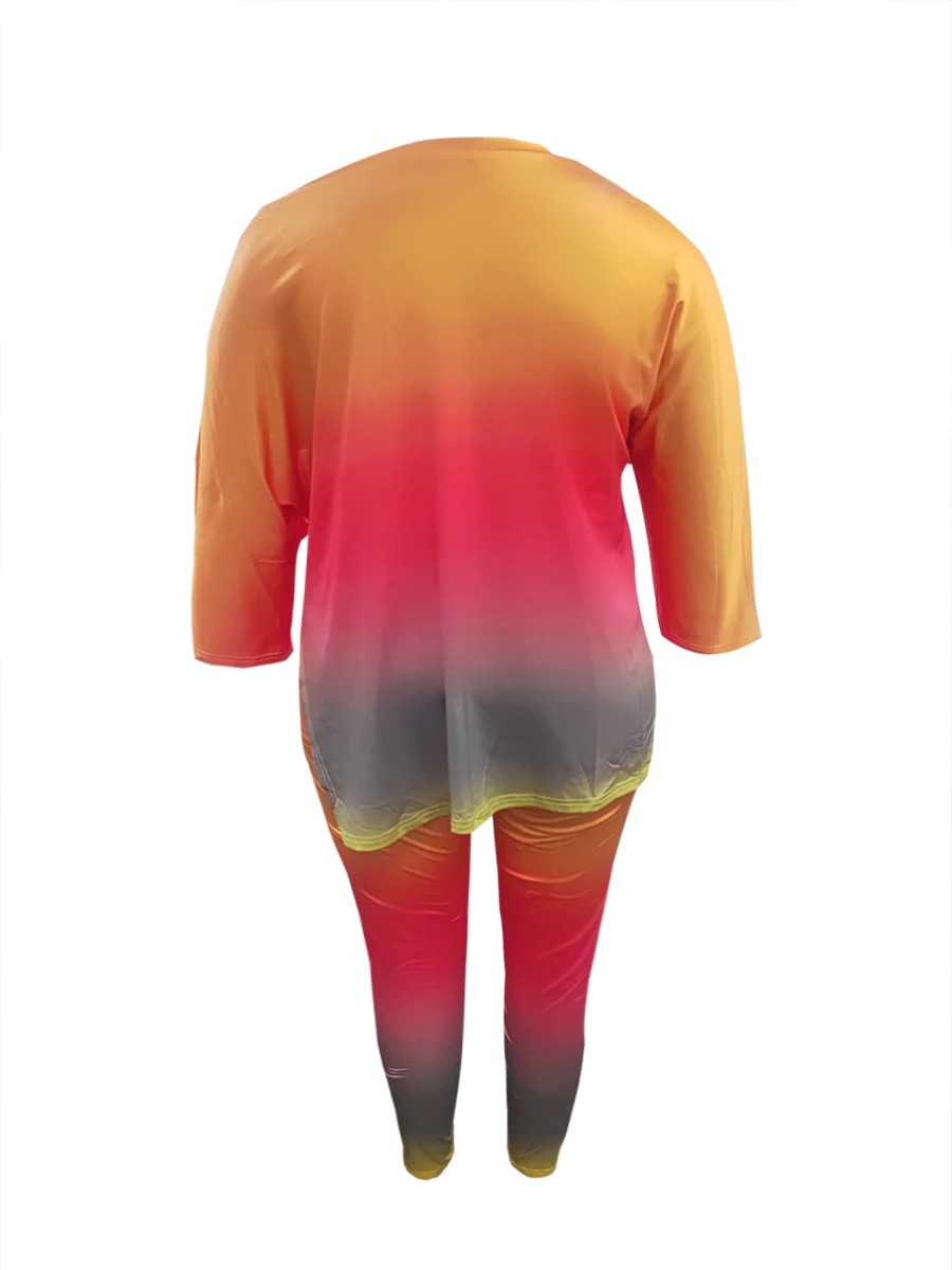 LW Большие размеры Комплекты из двух предметов с v-образным вырезом и градиентом