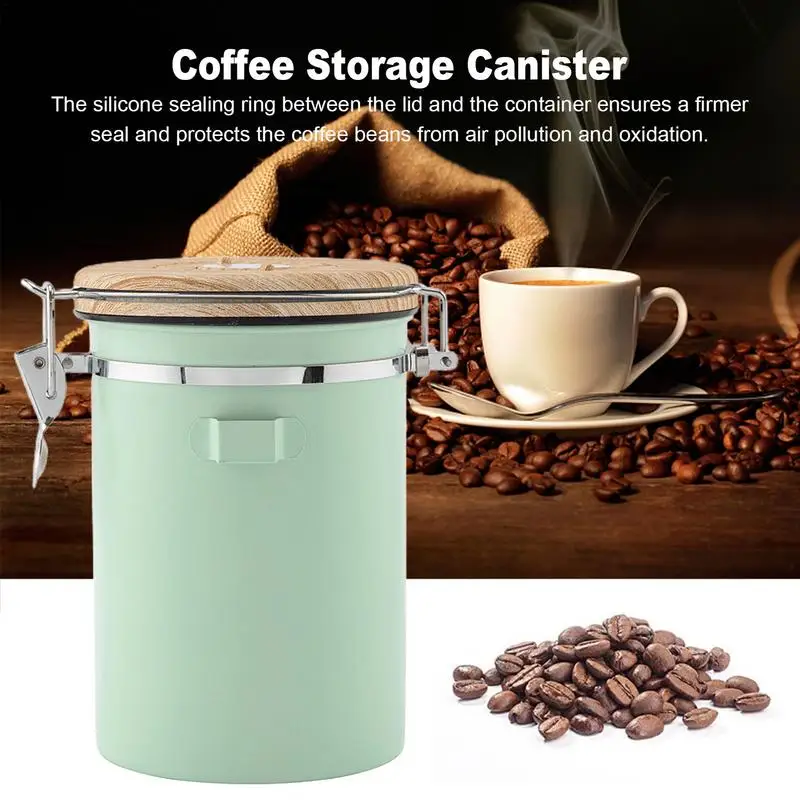 

Coffee Bean Storage Jar 1.8L Stainless Steel Food Jar With Silicone Ring Kitchen Accessories Coffee Bean Can For Tea Sugar