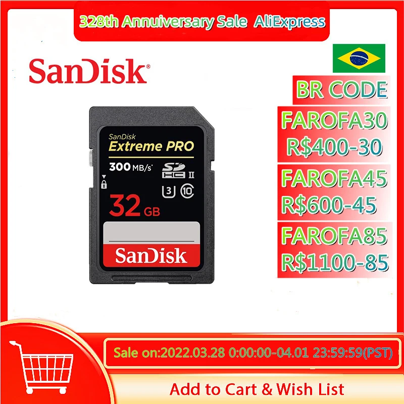 

Карта памяти Sandisk Extreme Pro Class10, 128 ГБ, 64 ГБ, 32 ГБ