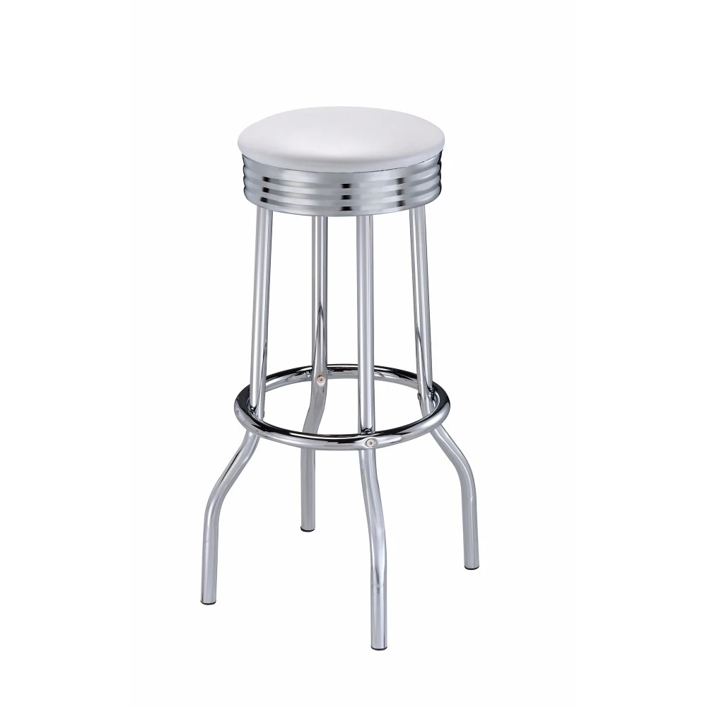 

Metal Retro Ribbed Bar stool, Silver ,Set of 2- Saltoro Sherpi