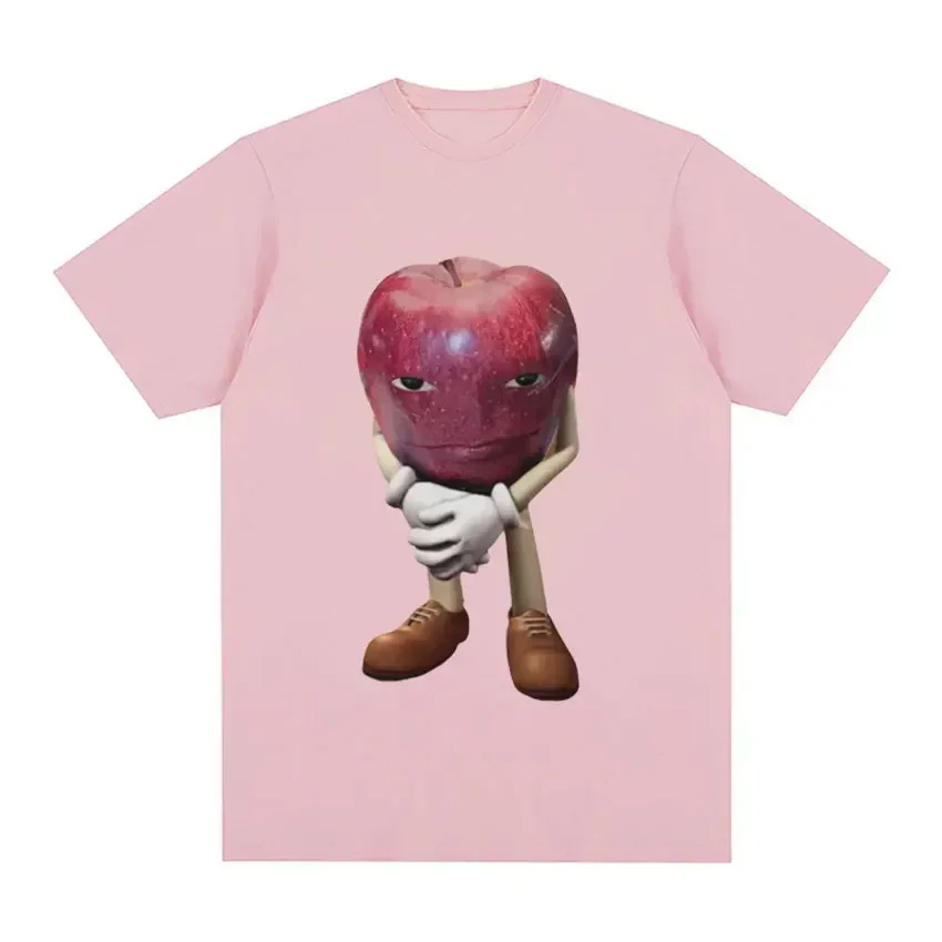 Kaos Katun Kualitas Tinggi Pria футболка Atasan Lengan Pendek Kasual Retro Apple Dengan Meme Uniseks Y2k Top