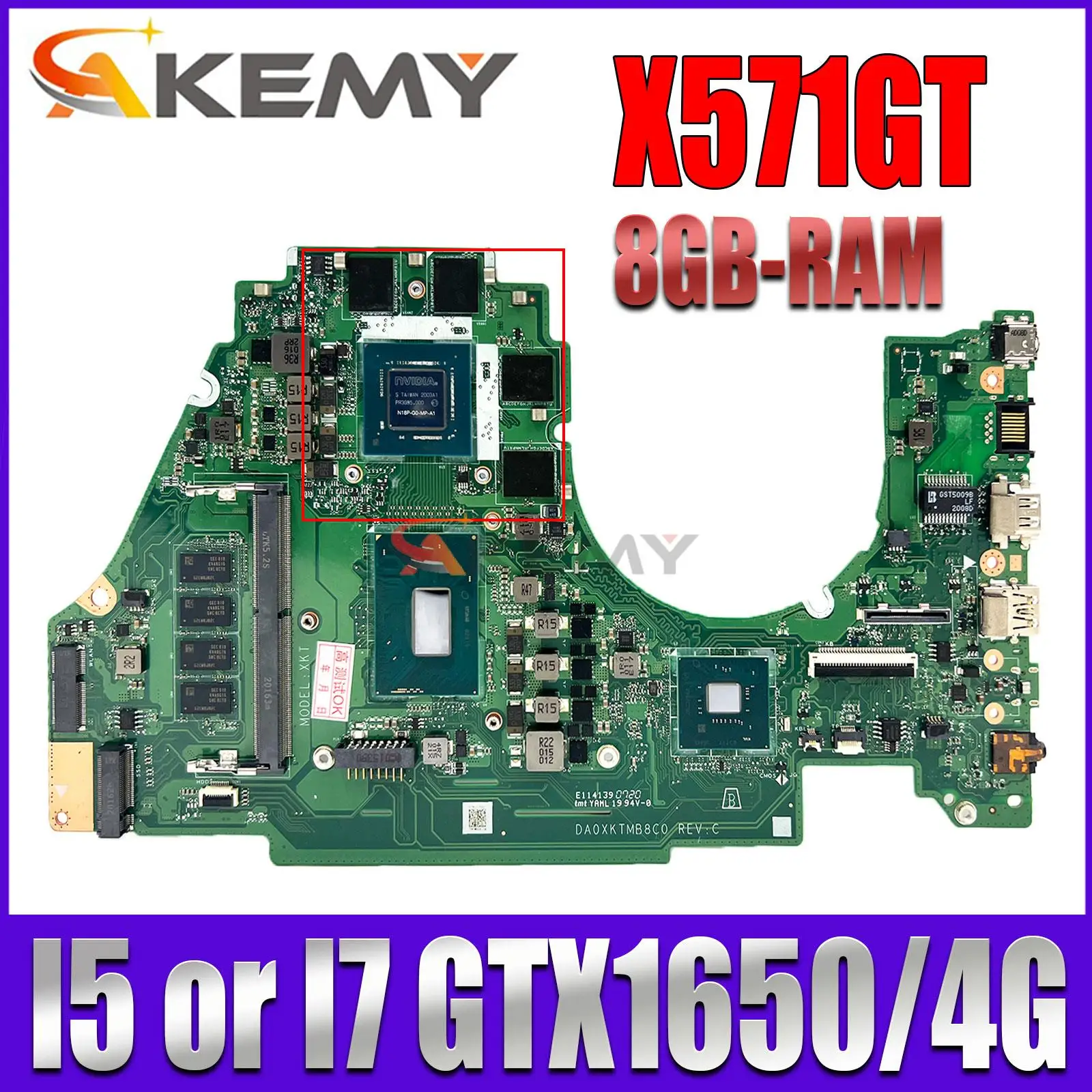 

DA0XKTMB8C0 for ASUS VivoBook X571GT X571GD K571GD VX60G Notebook Motherboard With I5-9300H CPU GTX 1650/V4G 100% Tested