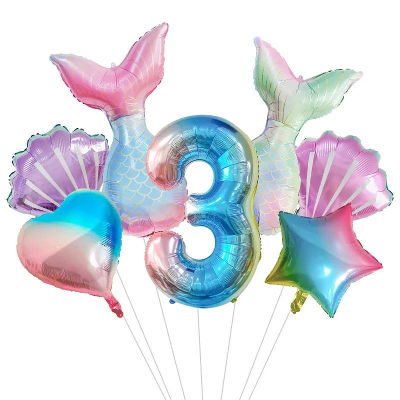 

Mermaid Birthday Party Balloon Number Balloons 1-9 Foil Baloon Kids Mermaid Party Decorations Helium Ballon Baby Shower Globals