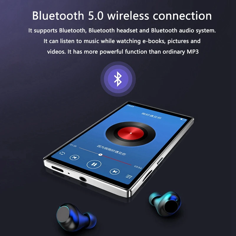 4-дюймовый Full Screen HD MP4 Player WiFi Android 6 0 MP3/4 1 + 8 Гб Bluetooth 5 контактный музыкальный плеер
