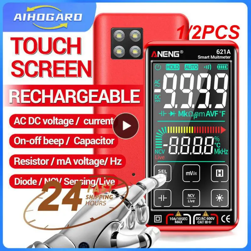 

1/2PCS 621A Smart Digital Multimeter Touch Screen Multimetro Tester transistor 9999 Counts True RMS Auto Range DC/AC 10A Meter