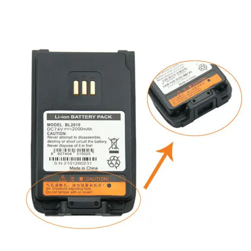 2 шт. литий-ионные аккумуляторы 7 4 в 2000 мАч для рации HYT/Hytera UL913 PD562 PD502