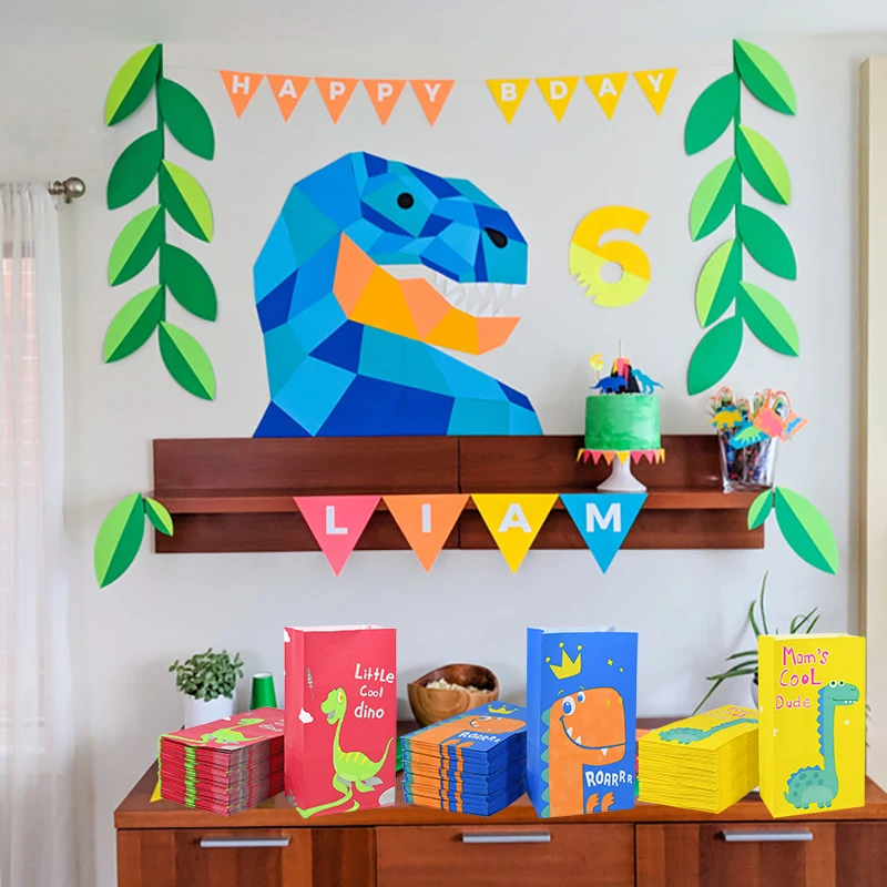 

Милые подарочные пакеты с динозаврами, упаковка для конфет, тематические динозавры, праздничные украшения для детского дня рождения, празд...