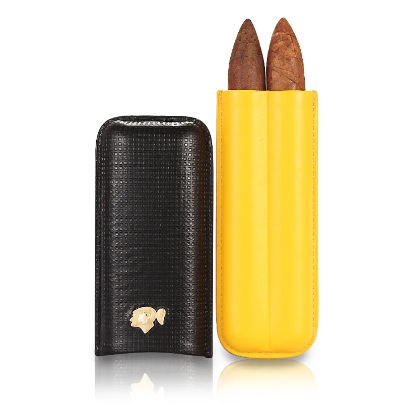 

Leather Cigar Case Traveling Out Portable Cigar Case Two Cigar Humidor Accessories Tools