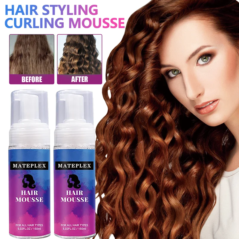 

Curly Hair Mousse For Wigs Strong Hold Hair Styling Mousse No Residue Styling Foam for All Hair Types Women Men Adds Shine