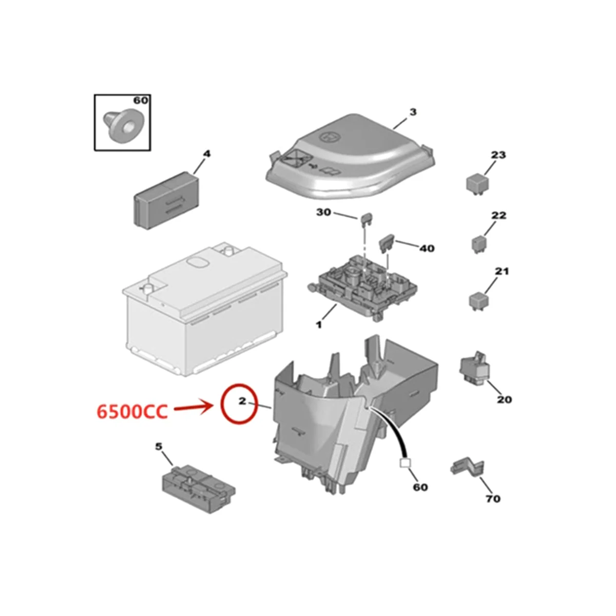 6500CA для Peugeot 307CC SW 308CC 408 3008 RCZ Citroen C4 Picasso DS5 предохранитель BSM сервокоробка крышка