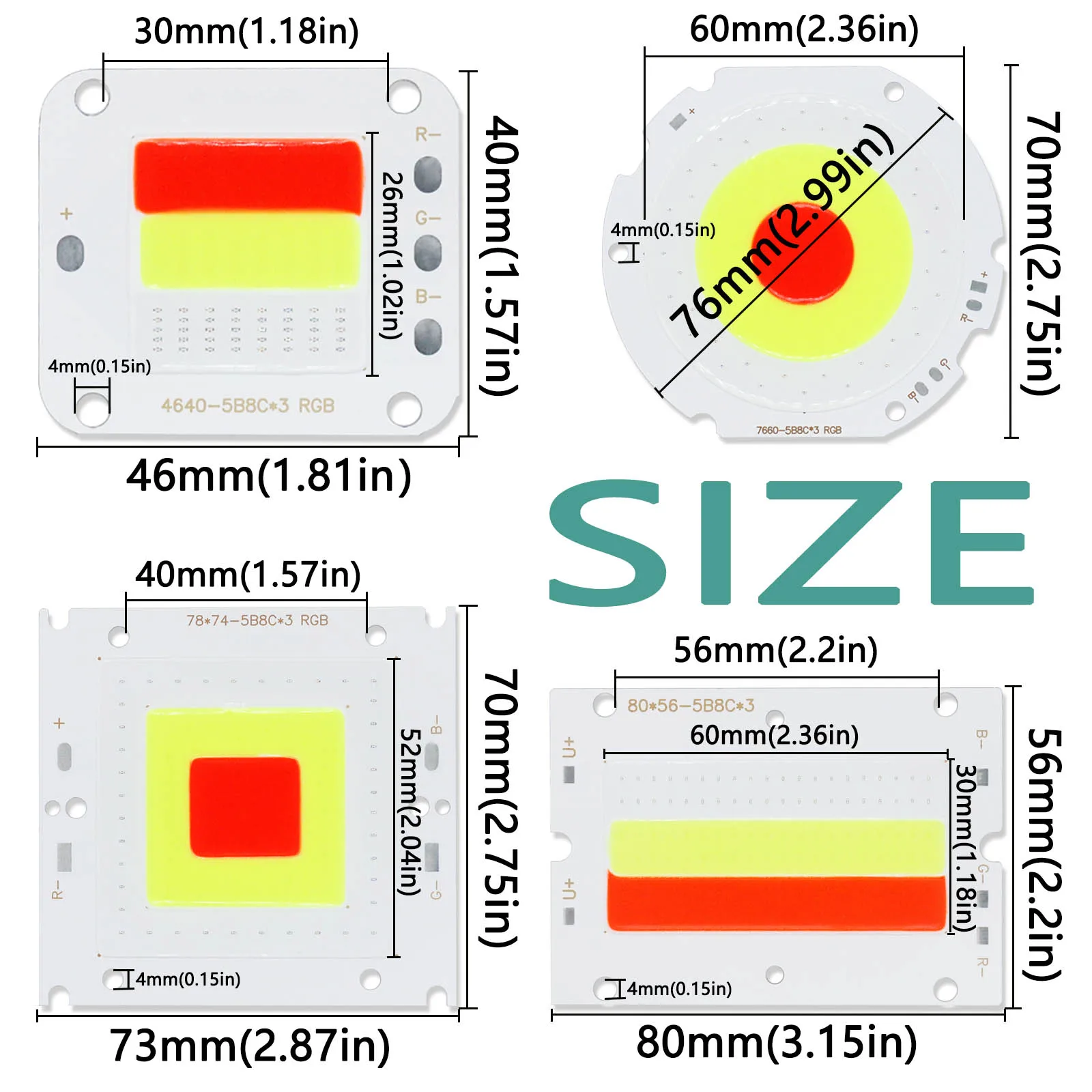 Фото Светодиодное сценическое освещение RGB 50 Вт DC24-25V Светодиодная вспышка COB 600 мА Четыре размера Красный Синий Зеленый Праздничный бар Наружное освещение Украшение №1