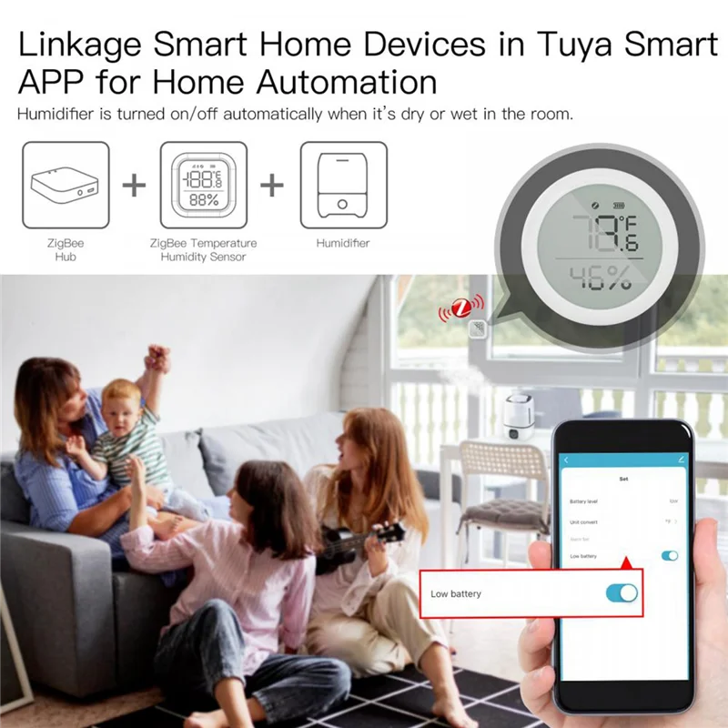 Датчик температуры и влажности Tuya ZigBee с ЖК-дисплеем комнатный гигрометр