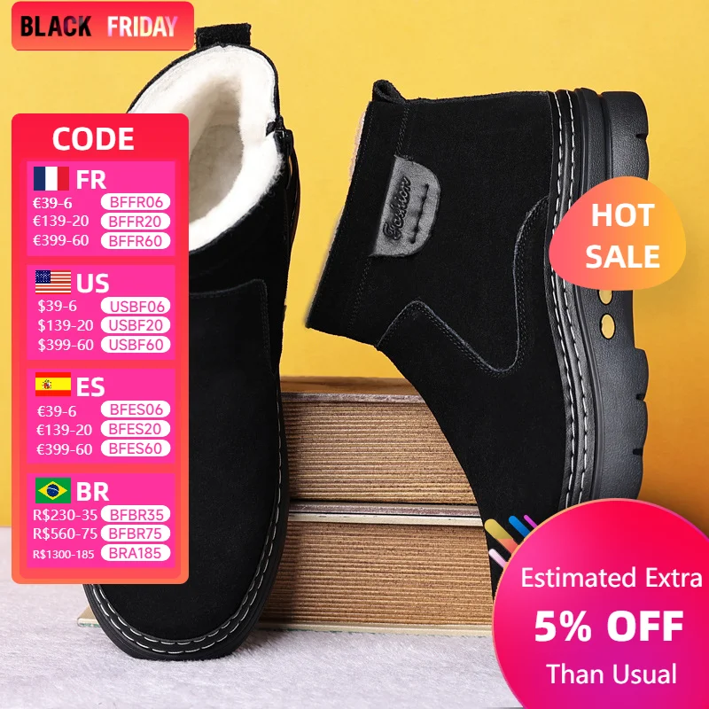 Зимняя теплая мужская хлопковая обувь с флисовой подкладкой повседневные