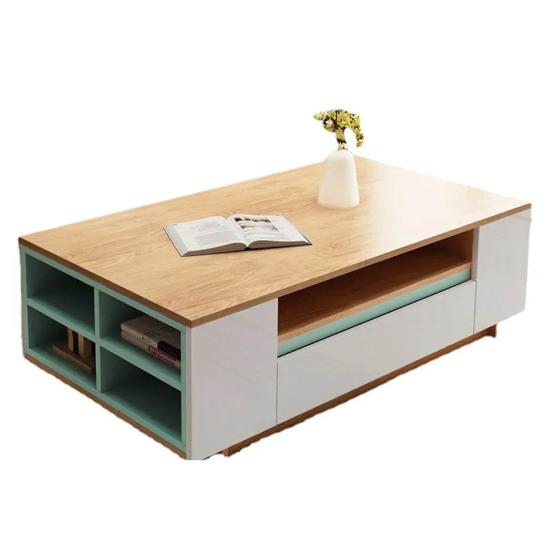 

Xl TV Cabinet and Tea Table Combination Wood Color TV Stand Living Room Small Apartment Coffee Table