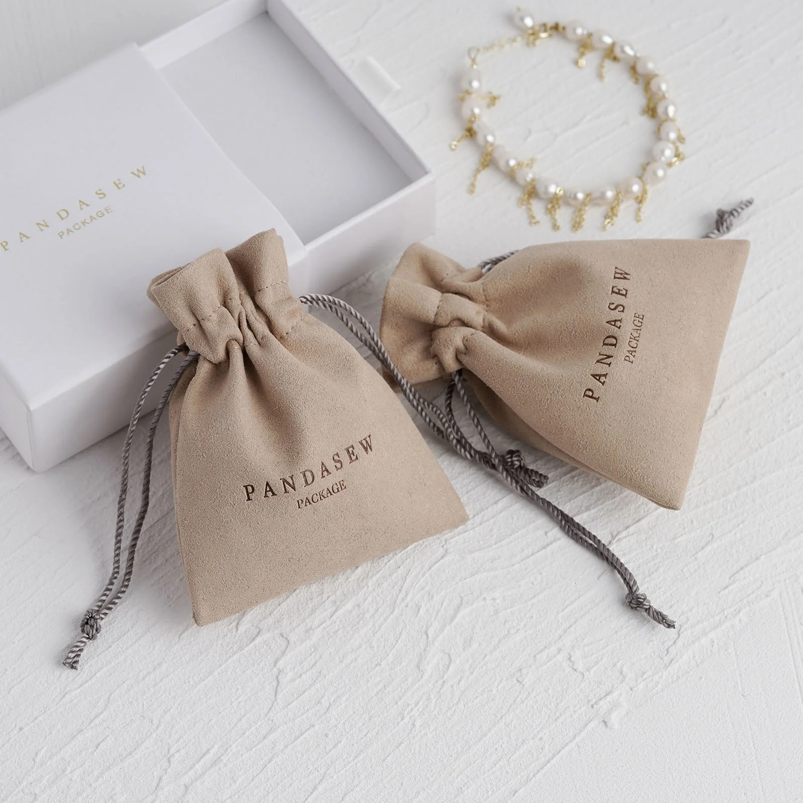 50PCS Custom Luxury Microfiber Gift Packaging Wedding Favor Drawstring Bag Jewelry Pouch