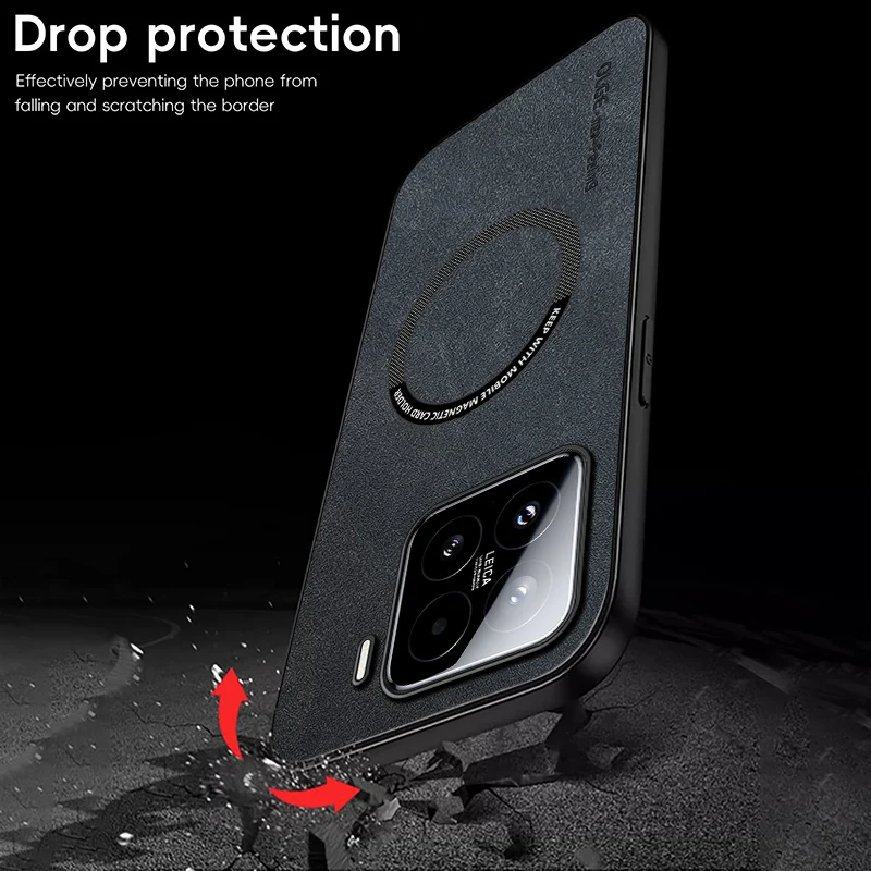 Магнитный кожаный мягкий чехол в стиле ретро для Xiaomi 15 Pro 5G телефона с