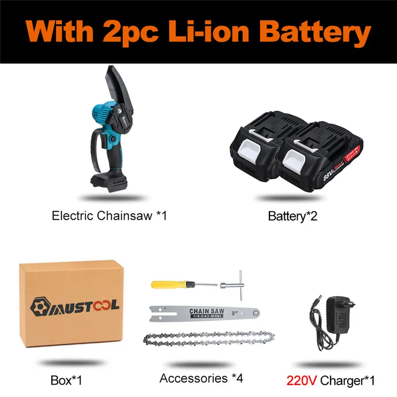 8-дюймовая бесщеточная Электрическая цепная пила миниатюрная ручная для обрезки