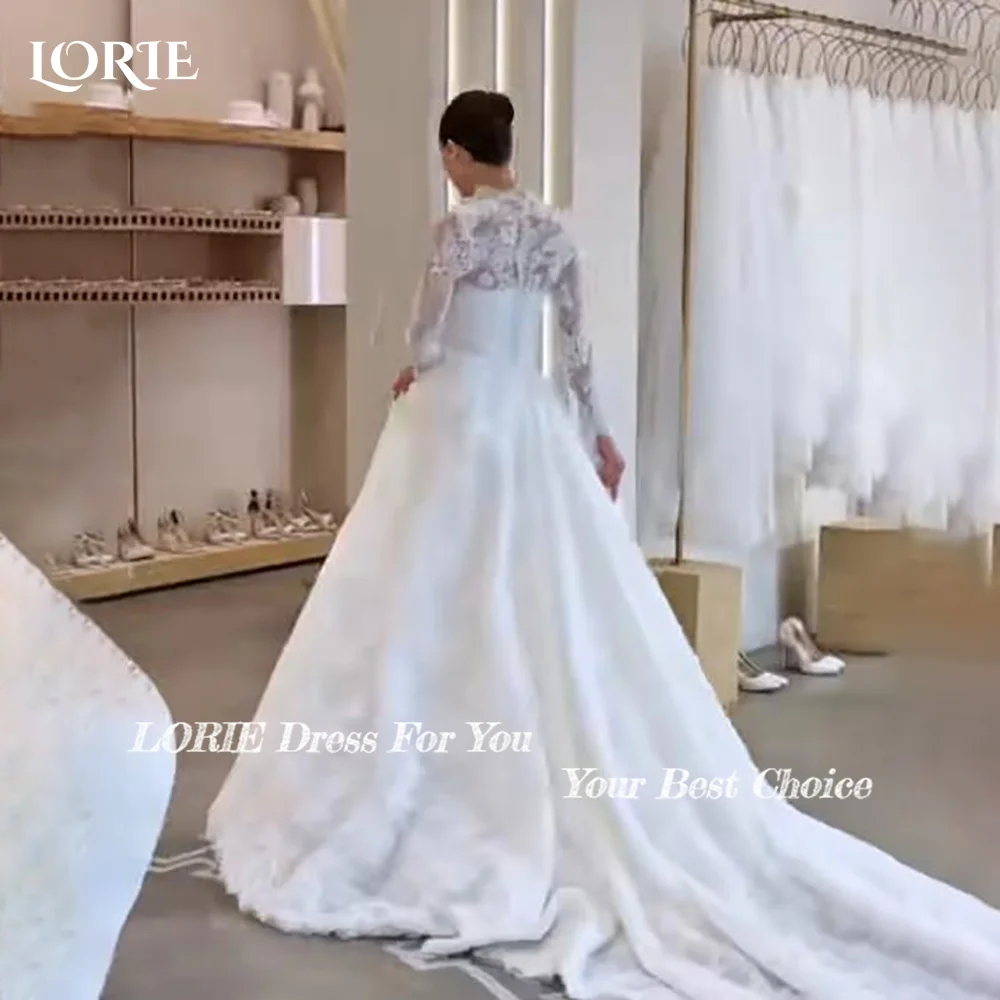 Винтажное кружевное свадебное платье LORIE, А-силуэт, с аппликациями, высоким воротником, цветами, элегантное свадебное платье принцессы с аппликациями, на заказ (art.: 3920d9cd10b40) - 3920d9cd10b40