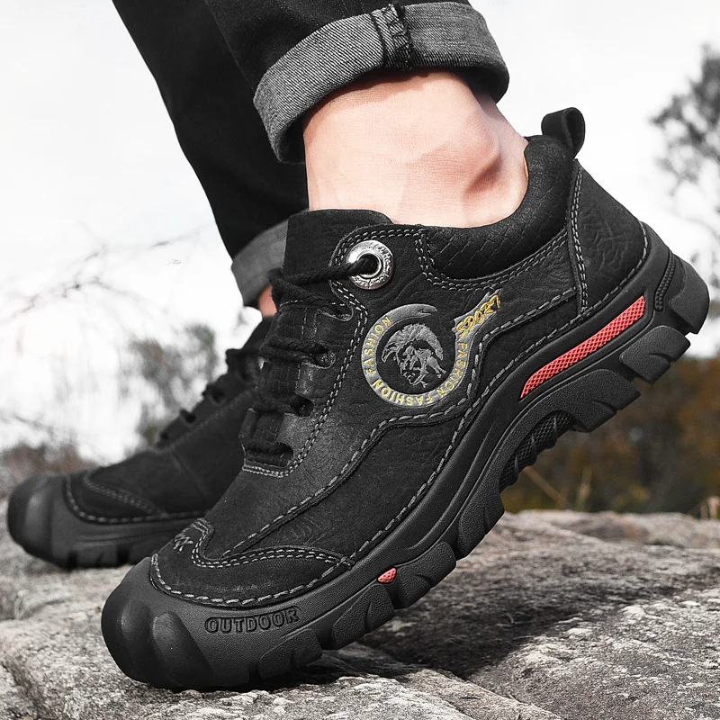 Mountain Hiking Shoes for Men Leather Sport Hunting Climbing Trekking Boots 2023 Breathable Outdoor Sneakers Mens Shoes