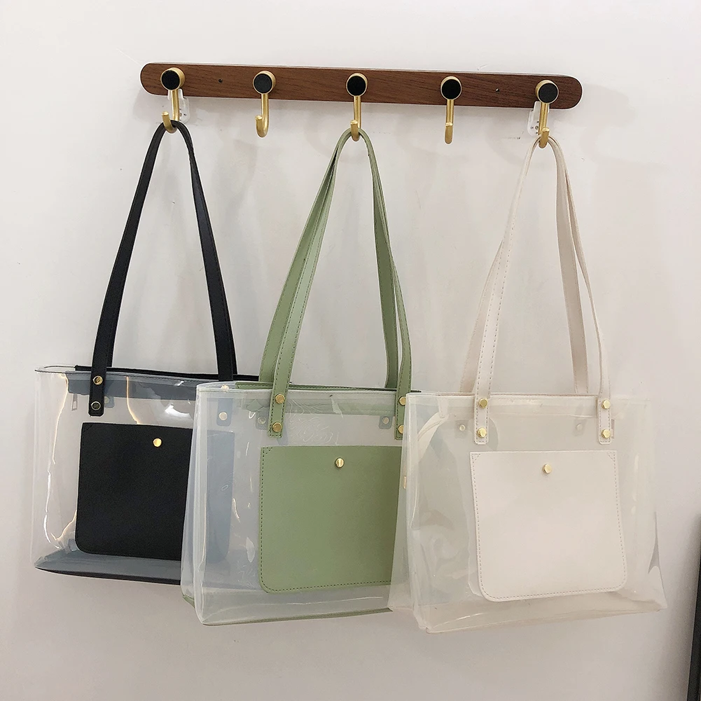 Женские летние прозрачные сумки-тоуты из ПВХ, водонепроницаемые сумки, прозрачная пляжная сумка для дам, вместительные сумки для покупок на...