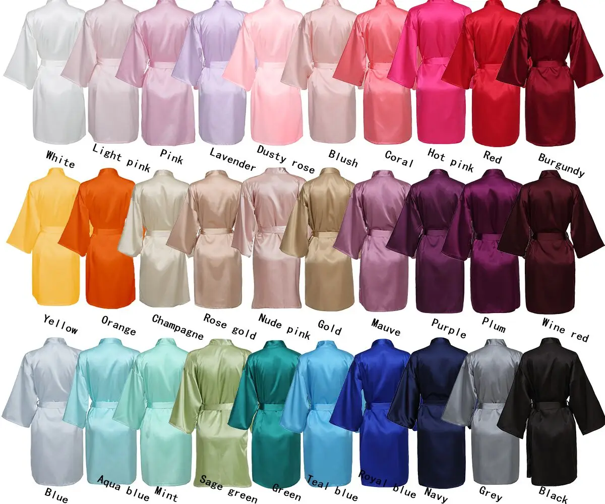 Silky Satin Robes Bridal Robe Custom Peach Solid Robe Faux Silk Bridesmaid Robe Lingerie Robes For Women Plus Size Short Robe