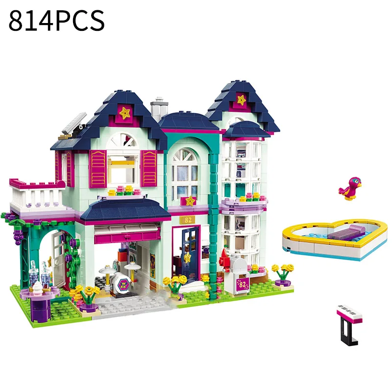 

814pcs Friends Girls House Andrea's Family Home Building Blocks Bricks Compatible 41449 Model Kids Toys for Girls Birthday Gifts