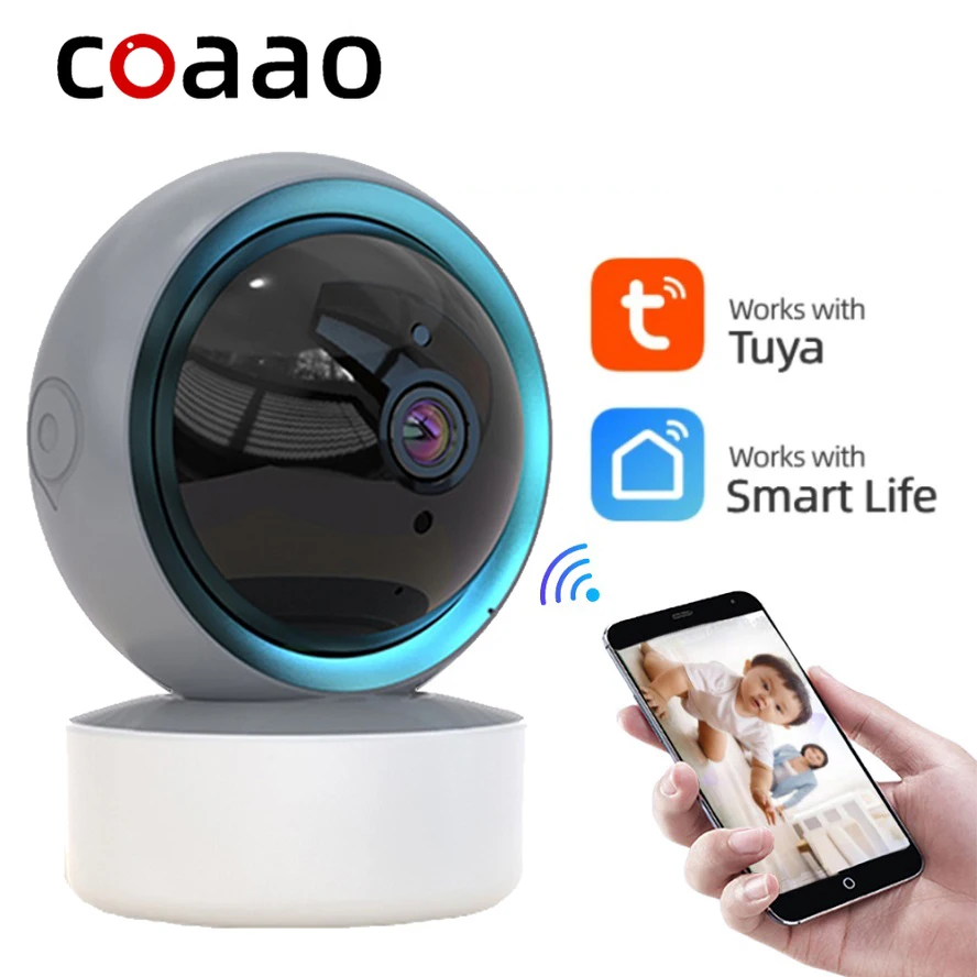 

5MP Tuya Home Smart PT Camera WiFi IP Baby Monitor CCTV Alexa Auto Tracking 360 Night Vision Two Way Surveillance Cameras