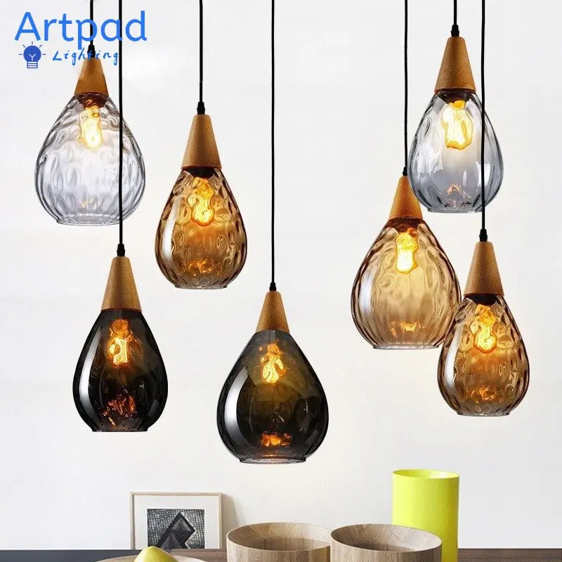 

Artpad Nordic Glass Pendant Light For Living Room Water Drop Shape E27 Dining Room Bar Bedroom Pendant Lamp Hanging Fixtures